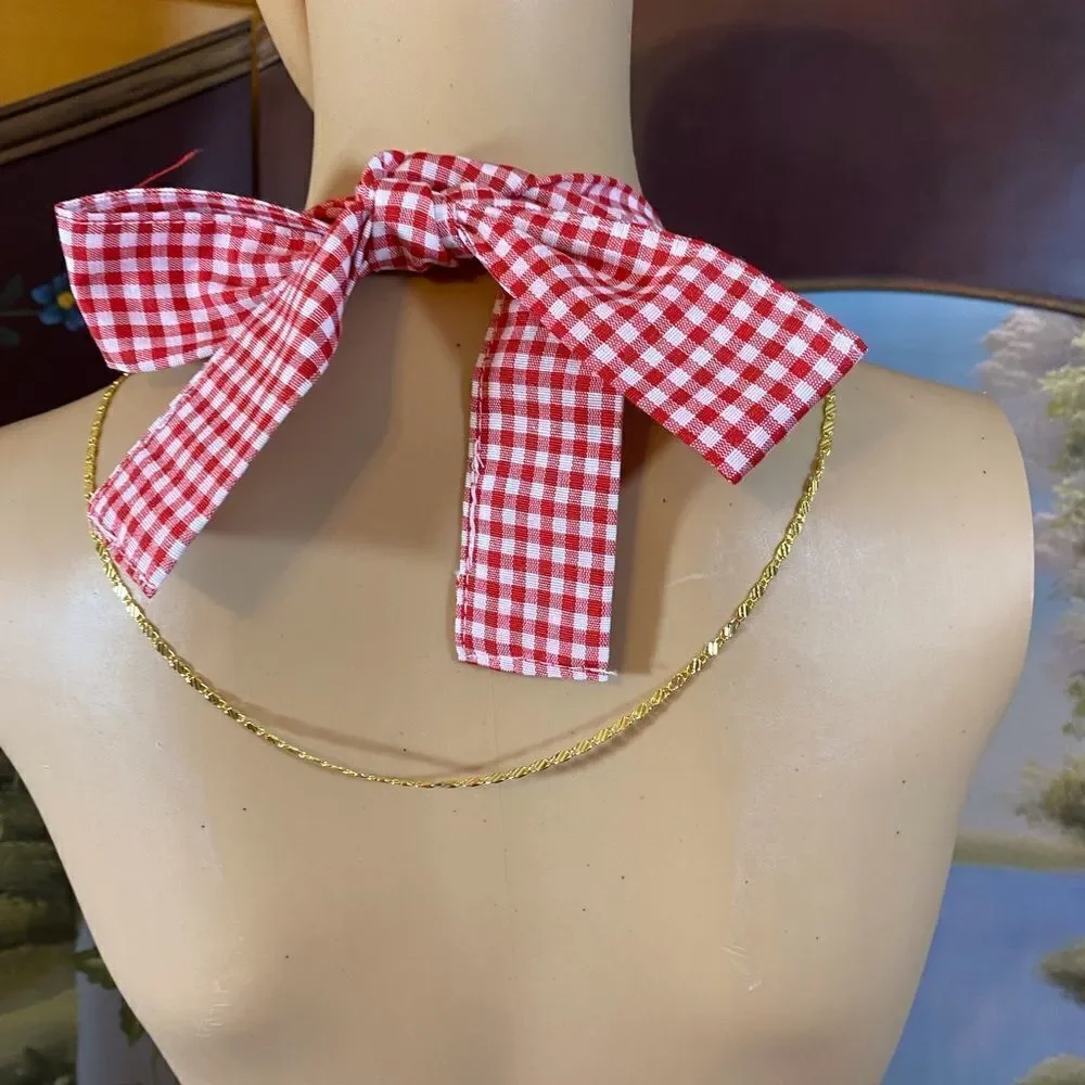 Gorgeous apron Black with Red & White Check Bows & Ruffles